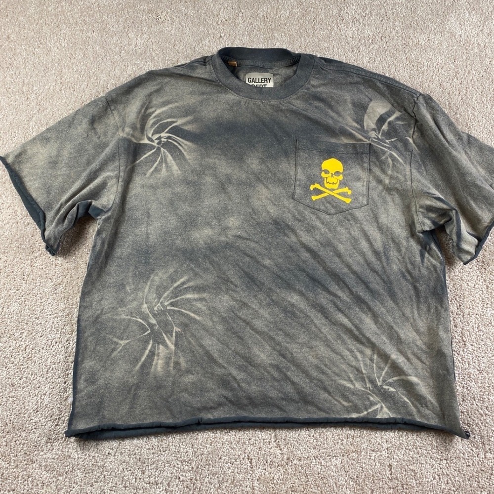 Gallery Dept Skull Graphic Pocket Tee Acid Wash Grey Small Made in USA